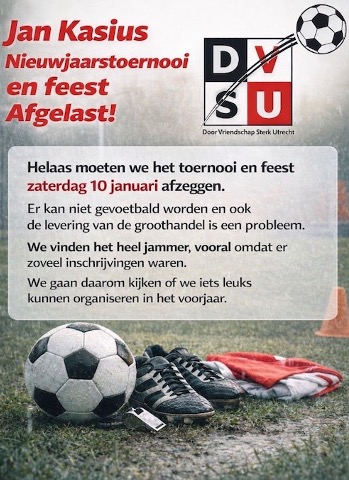 Toernooi en nieuwjaarsfeest AFGELAST